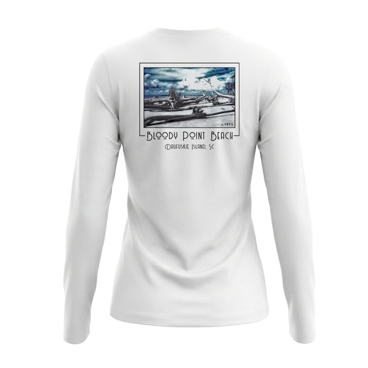 Bloody Point Beach: Ladies' V-Neck Long-Sleeve Dri-Fit SPF 50