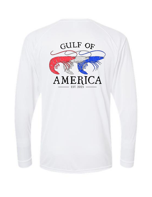 Ladies' V-Neck Long-Sleeve Dri-Fit SPF 50 : Gulf of America (Shrimp)