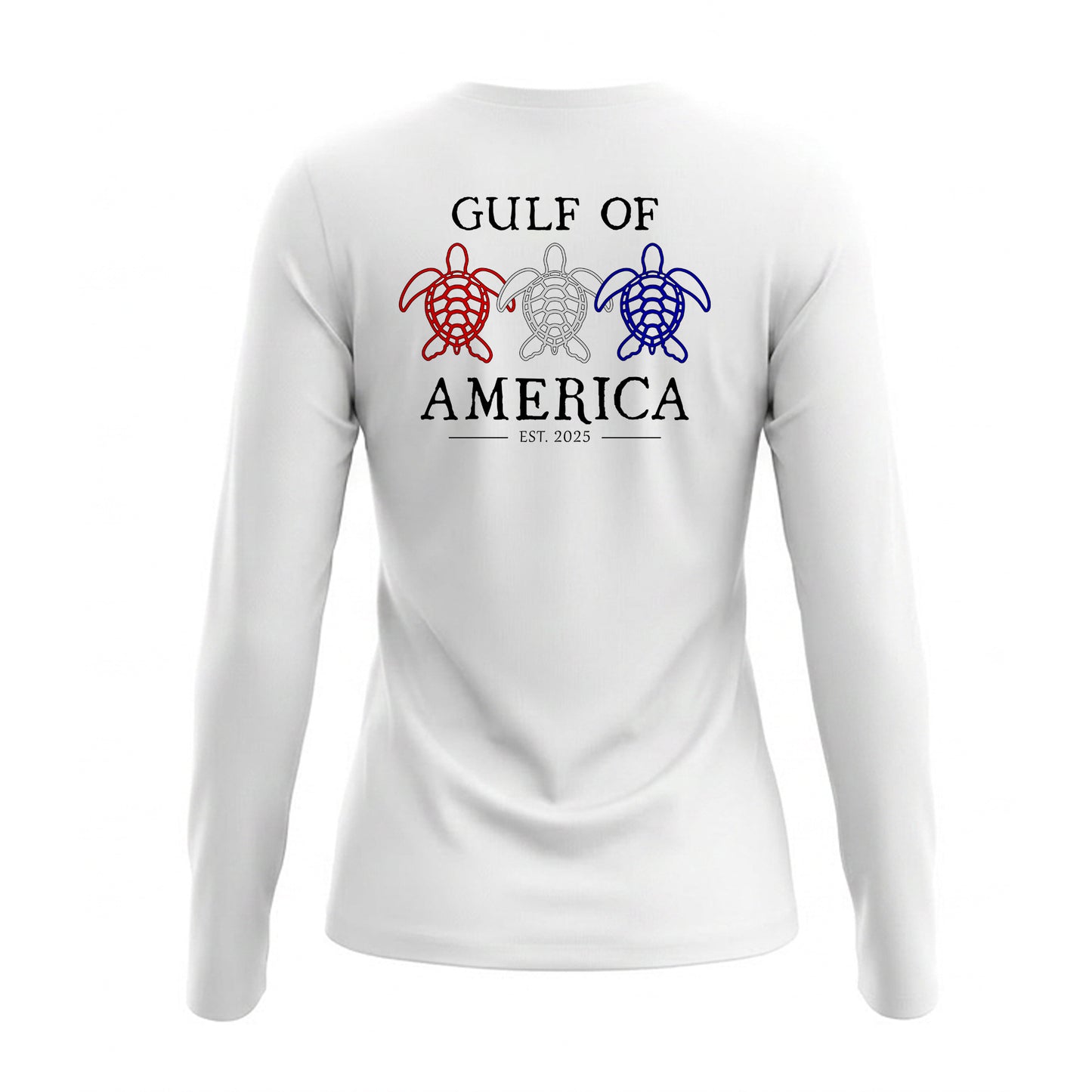 Gulf of America Shrimp/Turtle: Ladies' V-Neck Long-Sleeve Dri-Fit SPF 50
