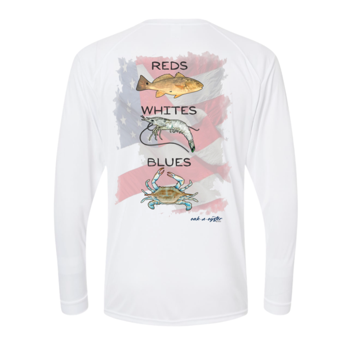 Men's Long-Sleeve Dri-Fit : Reds-Whites-Blues