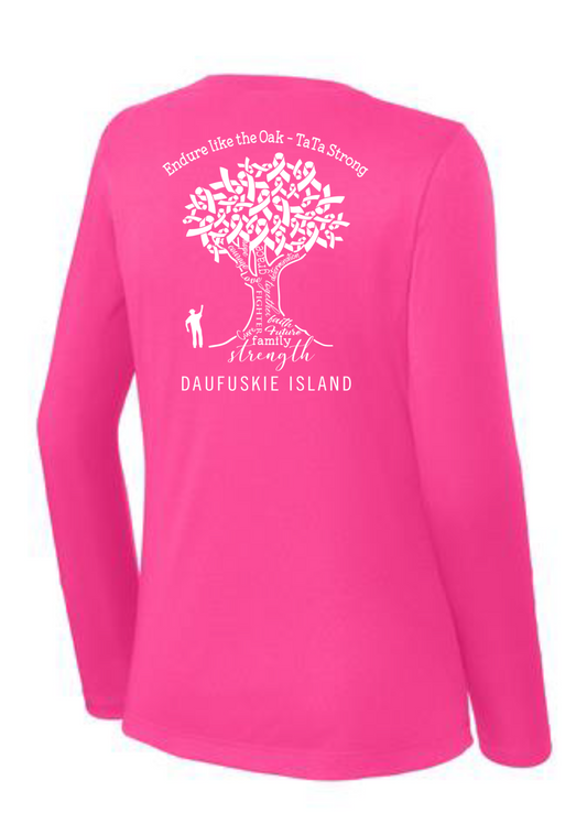 Ladies' V-Neck Long-Sleeve Dri-Fit SPF 50 : Breast Cancer Awareness