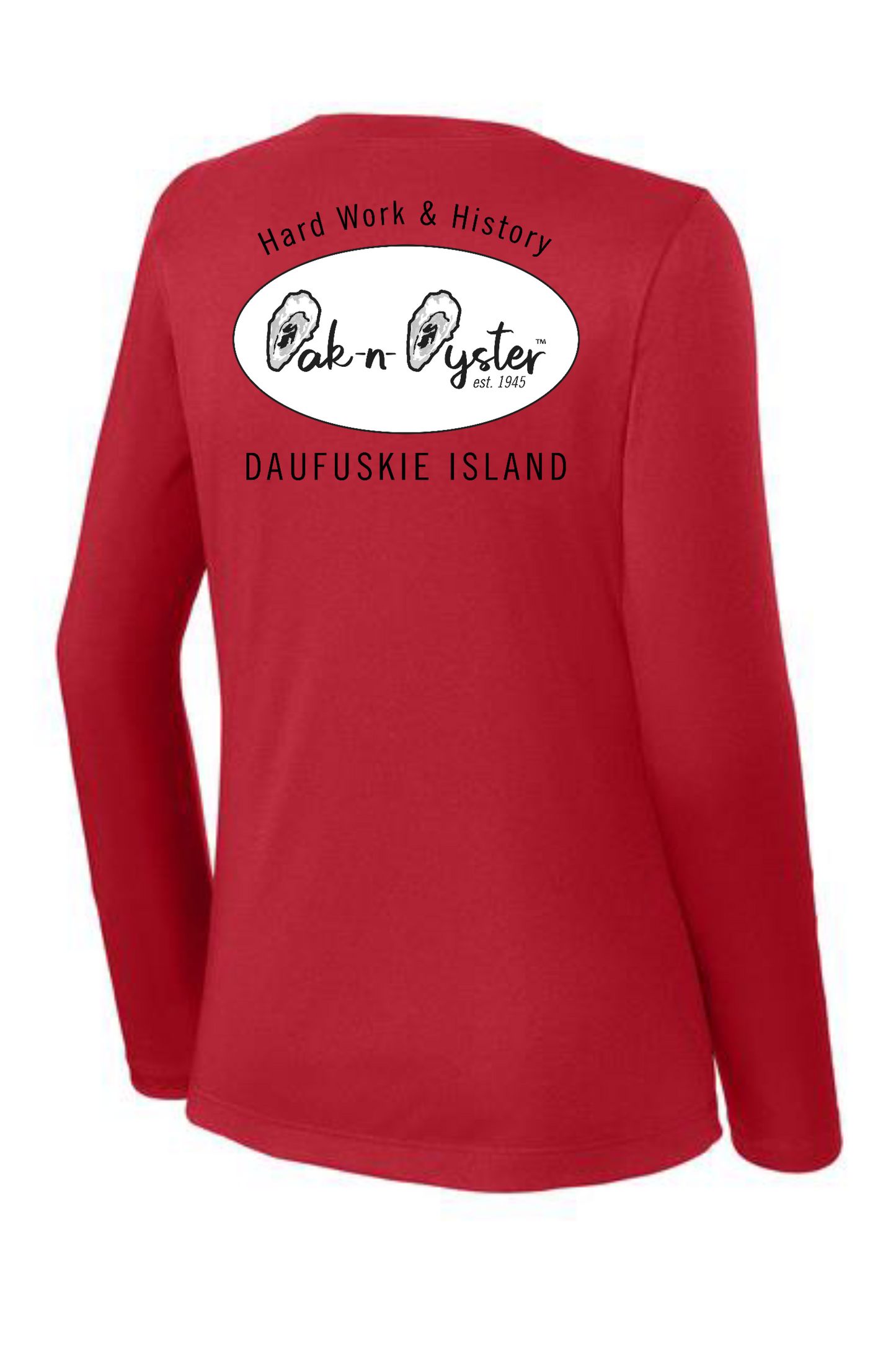 Ladies' V-Neck Long-Sleeve Dri-Fit SPF 50 : Oyster Logo Decal
