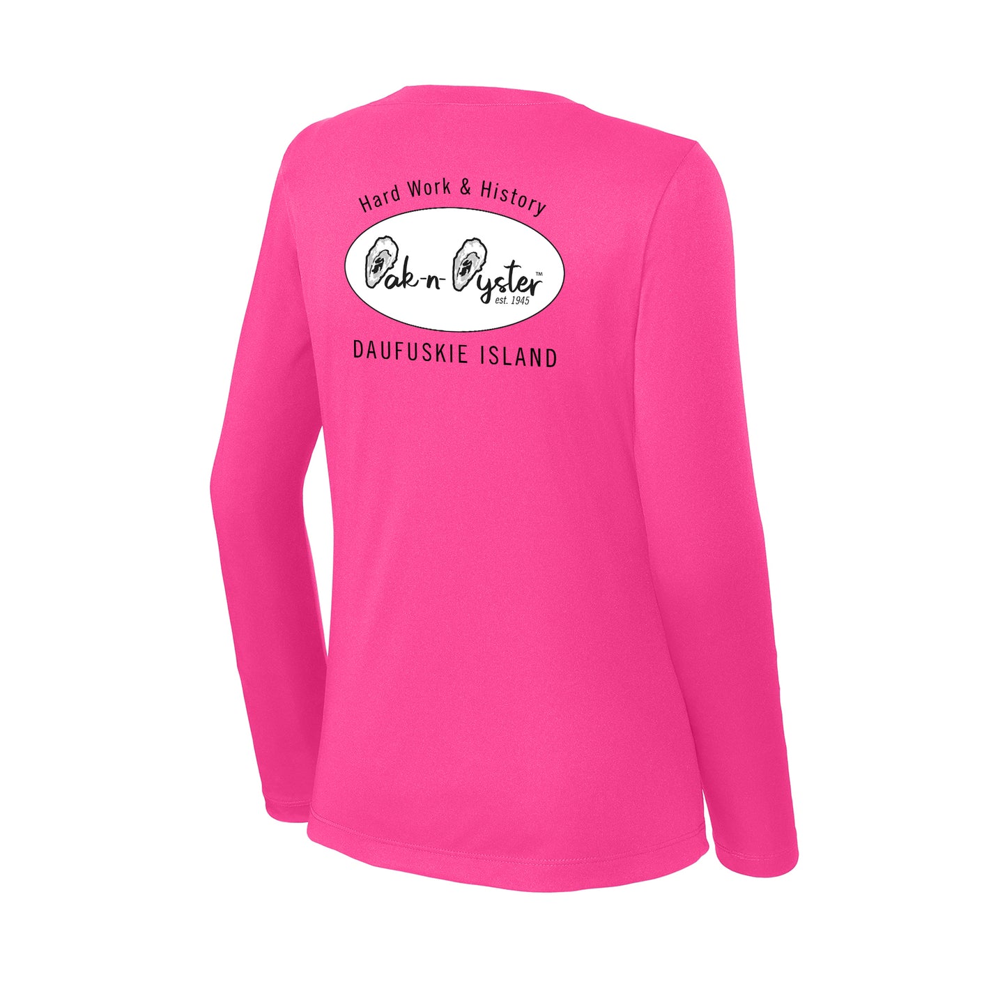 Oyster Logo Decal: Ladies' V-Neck Long-Sleeve Dri-Fit SPF 50
