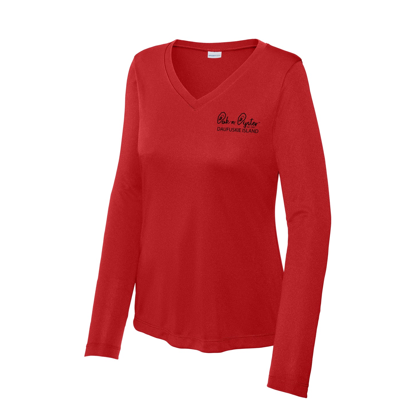 Oyster Logo Decal: Ladies' V-Neck Long-Sleeve Dri-Fit SPF 50