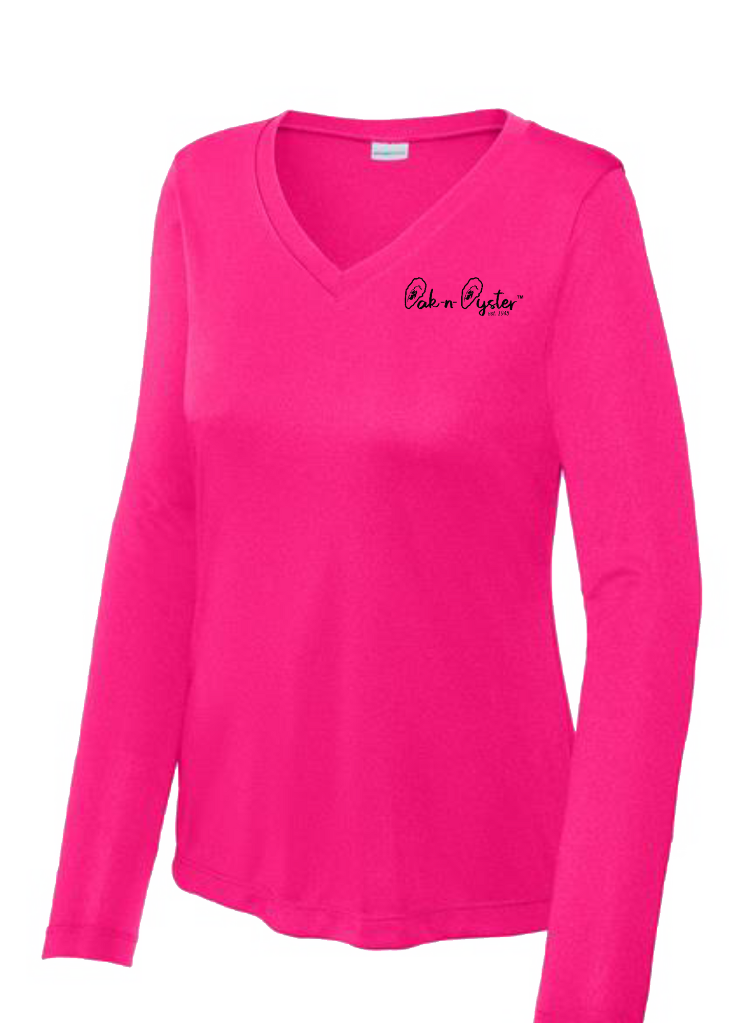 Ladies' V-Neck Long-Sleeve Dri-Fit SPF 50 : Oyster Logo Decal