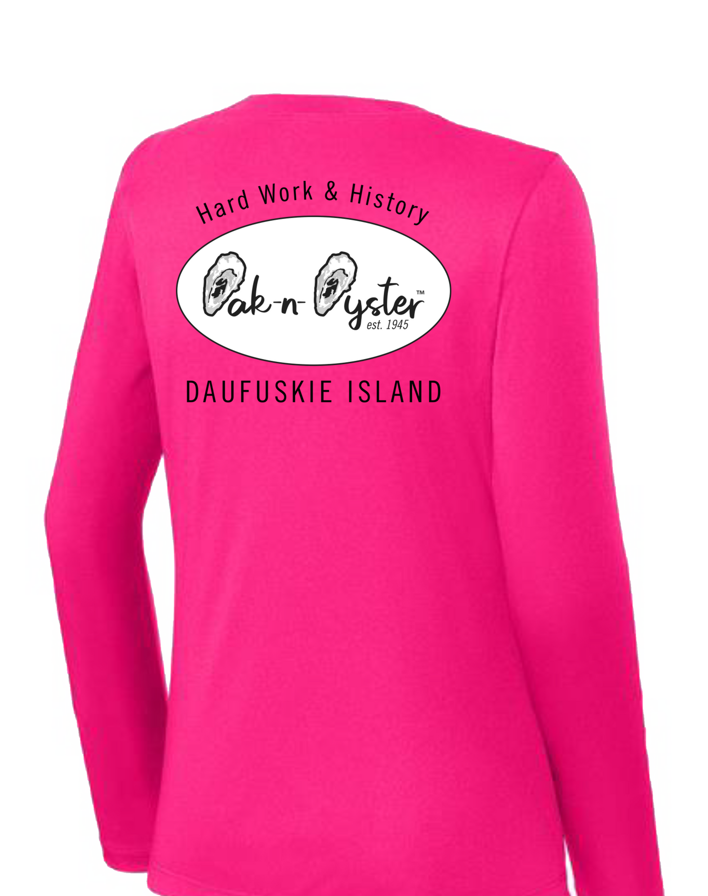 Ladies' V-Neck Long-Sleeve Dri-Fit SPF 50 : Oyster Logo Decal