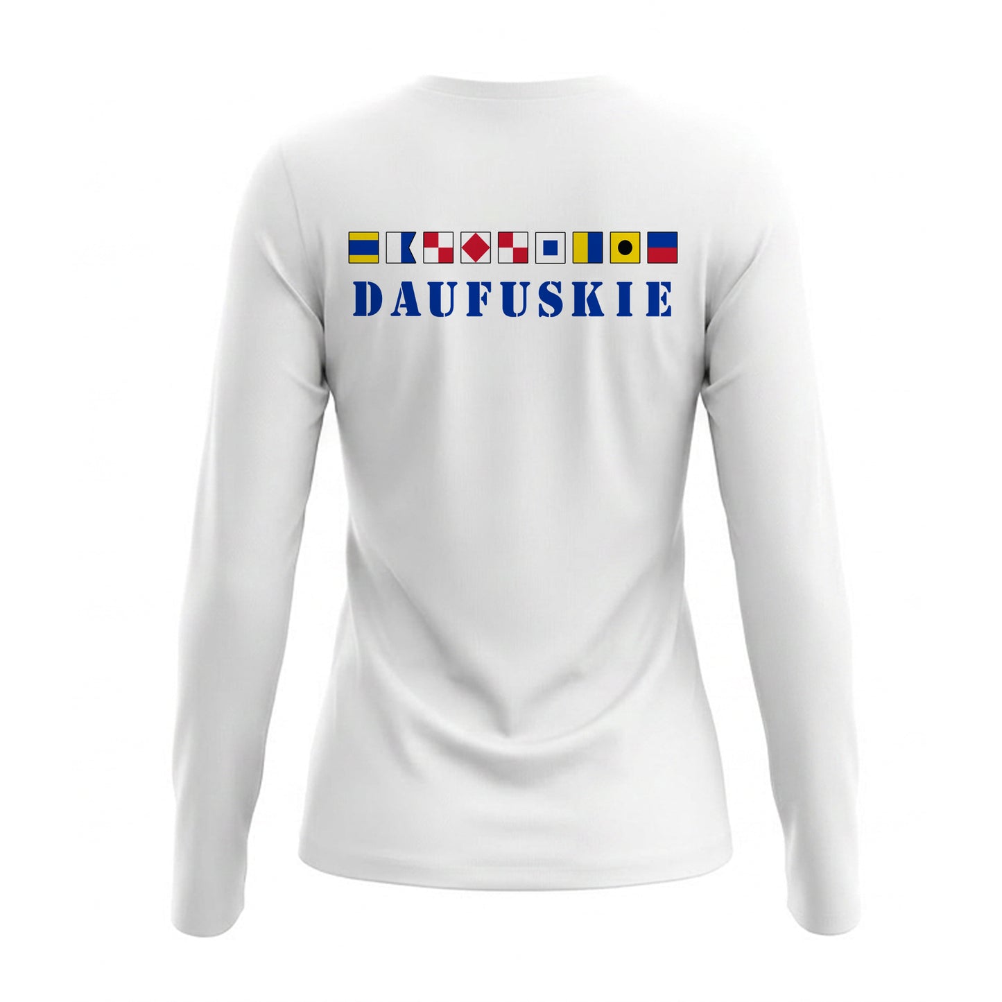Daufuskie Nautical Flags: Ladies' V-Neck Long-Sleeve Dri-Fit SPF 50