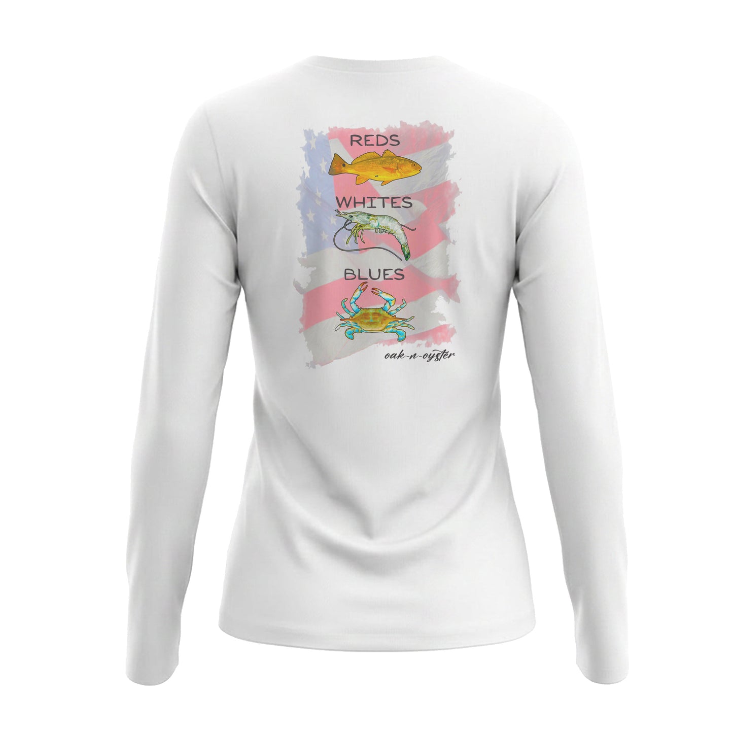 Reds-Whites-Blues: Ladies' V-Neck Long-Sleeve Dri-Fi SPF 50