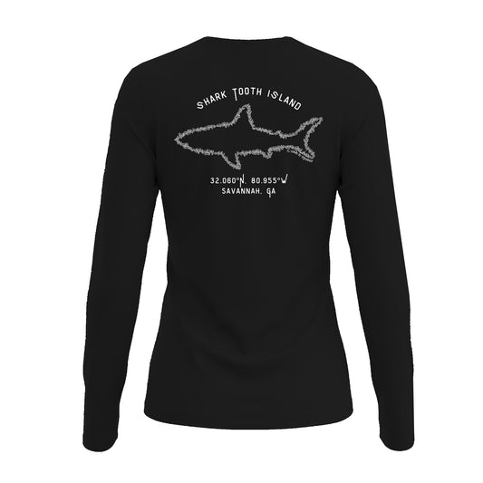 Shark Tooth Island: Ladies' V-Neck Long-Sleeve Dri-Fit SPF 50