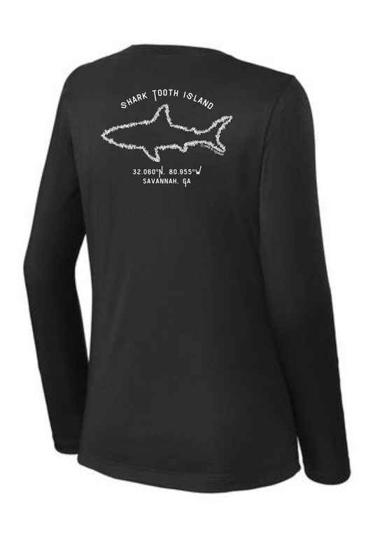 Ladies' V-Neck Long-Sleeve Dri-Fit SPF 50 : Shark Tooth Island