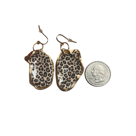 Oyster Shell Earrings - Leopard
